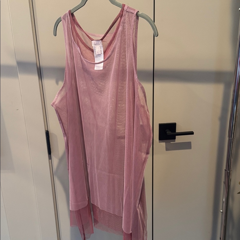 LOGO Lori Goldstein Layers Double Layer Tulle Tank Top Sz 1X